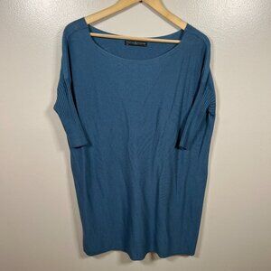 Peruvian Connection Pima Cotton Sweater Tunic Size Small Blue Dolman Sleeve